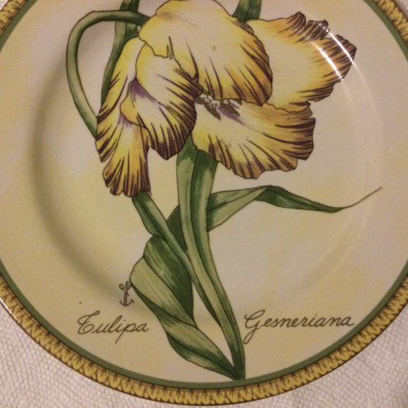 American Atelier Botanical Salad dessert plates stoneware floral tulip orchid - Picture 3 of 4